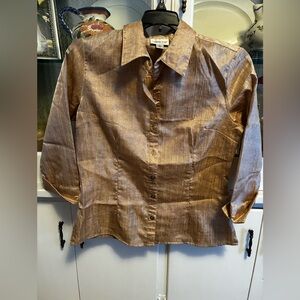 Coldwater Creek women’s Shimmering Gold Blouse Medium